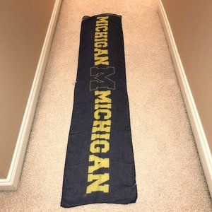 University of Michigan Women's XL Scarf Reversible Sheer L77"xW17" Logo RARE